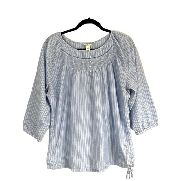 L.L. Bean Tops - L.L. Bean Women Strip Blouse Blue/White Size Large